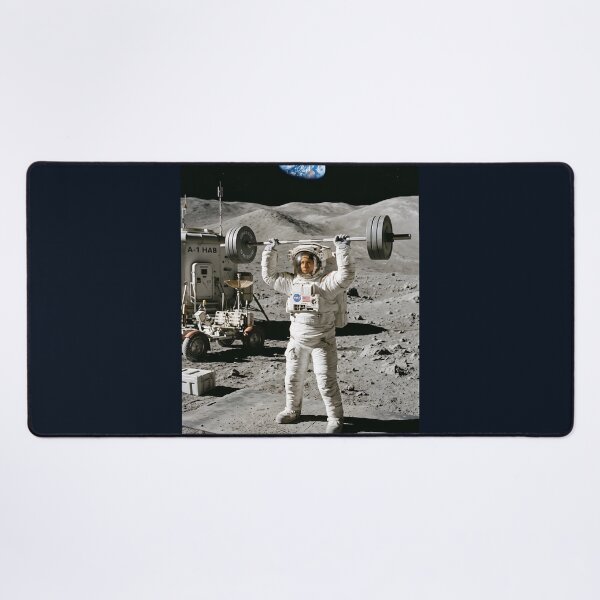 Item preview, NASA astronaut lifting weights on the moon designed and sold by WiseBow.