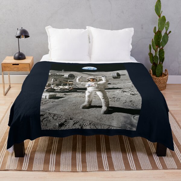 Item preview, NASA astronaut lifting weights on the moon designed and sold by WiseBow.