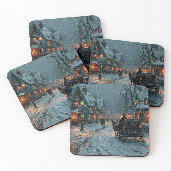 Item preview, Victorian Christmas Carriage on a Snowy Village Street designed and sold by Hoity-Toity.