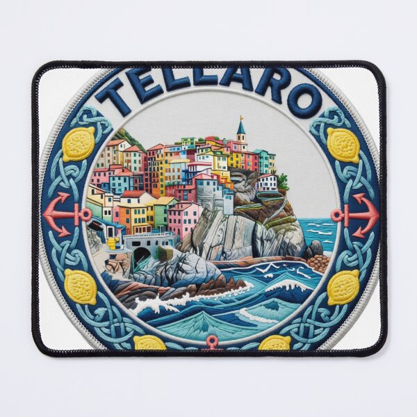 Item preview, Tellaro Italy Liguria Fishing Village Embroidered Patch Sticker designed and sold by Imaginarium of Chaos falcon88 .