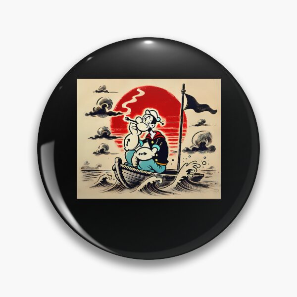 Item preview, Sailor Character Smoking Pipe On Wooden Boat Under Red Sun designed and sold by MorganSande.