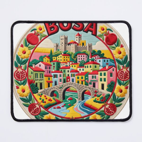Item preview, Bosa Sardinia Italy Colorful Riverside Town Embroidered Patch Sticker designed and sold by Imaginarium of Chaos falcon88 .