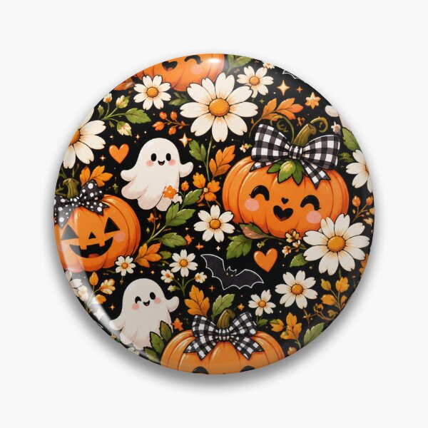 Item preview, Pumpkin & Daisy Halloween Pattern – Cute Kawaii Fall Floral designed and sold by RJACreative.