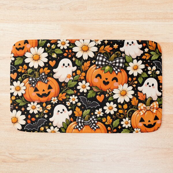 Item preview, Pumpkin & Daisy Halloween Pattern – Cute Kawaii Fall Floral designed and sold by RJACreative.