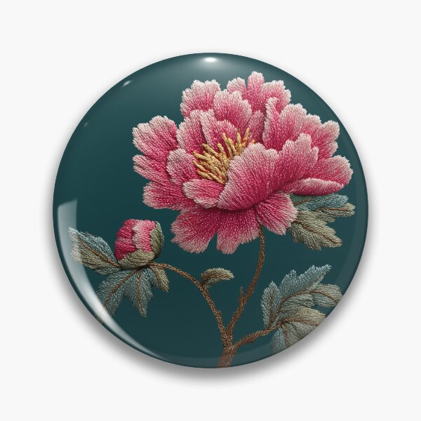 Item preview, Textured Pink Peony Botanical Embroidery Art designed and sold by colorful-white.