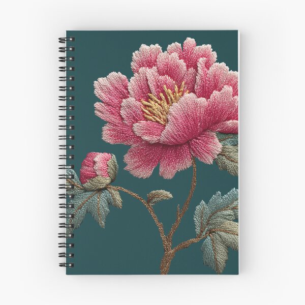 Item preview, Textured Pink Peony Botanical Embroidery Art designed and sold by colorful-white.