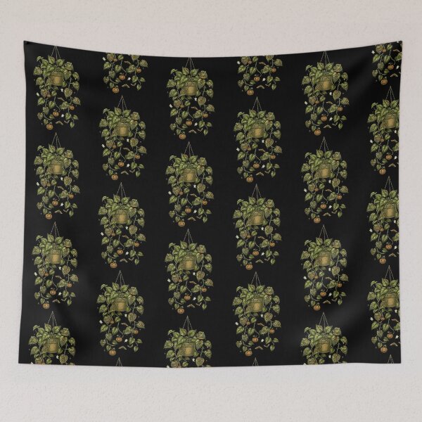 Item preview, Haunted Pothos Halloween - Spooky Hanging Plant with Pumpkins and Gears designed and sold by Aisha Reda.