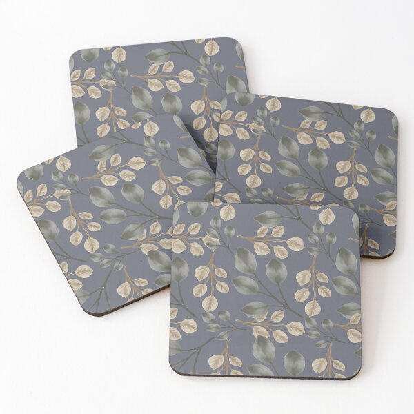 Item preview, Botanical Foliage Muted Steel Gray Seamless Pattern Art designed and sold by ​Jyoti Digital Artist.
