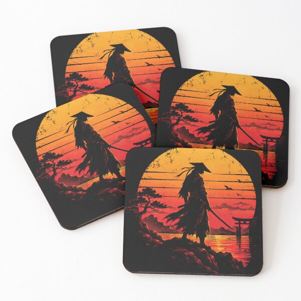 Item preview, Retro 80s Vintage Sunset Samurai Silhouette designed and sold by ValhallaHub.