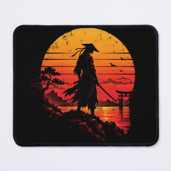 Item preview, Retro 80s Vintage Sunset Samurai Silhouette designed and sold by ValhallaHub.