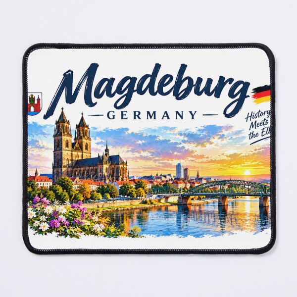 Item preview, Magdeburg Germany | Elbe River City Travel Art designed and sold by Mathias Yakubu Design.