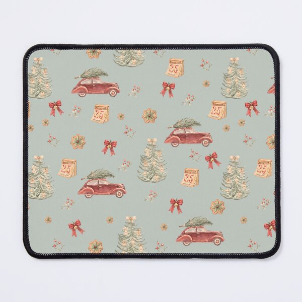 Item preview, Vintage Christmas Car & Tree – Retro Watercolor Holiday Pattern designed and sold by PaperyAndInk.