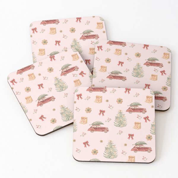 Item preview, Vintage Christmas Car & Tree – Retro Watercolor Holiday Pattern designed and sold by PaperyAndInk.
