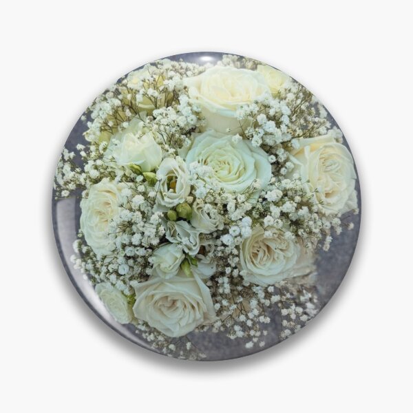 Item preview, Classic White Roses and Gypsophila Wedding Bouquet Card of Elegant White Floral Bouquet Top Down Photography designed and sold by Ingr1d-M3deea.