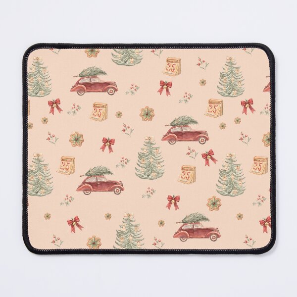 Item preview, Vintage Christmas Car & Tree – Retro Watercolor Holiday Pattern designed and sold by PaperyAndInk.