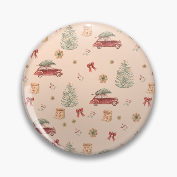 Item preview, Vintage Christmas Car & Tree – Retro Watercolor Holiday Pattern designed and sold by PaperyAndInk.