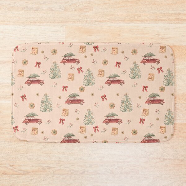 Item preview, Vintage Christmas Car & Tree – Retro Watercolor Holiday Pattern designed and sold by PaperyAndInk.