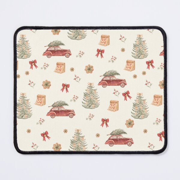 Item preview, Vintage Christmas Car & Tree – Retro Watercolor Holiday Pattern designed and sold by PaperyAndInk.