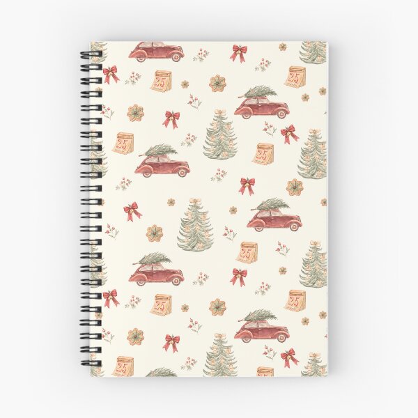 Item preview, Vintage Christmas Car & Tree – Retro Watercolor Holiday Pattern designed and sold by PaperyAndInk.