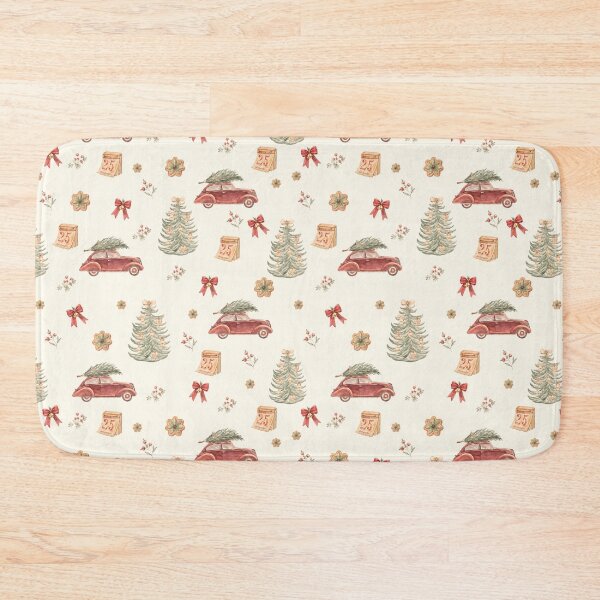 Item preview, Vintage Christmas Car & Tree – Retro Watercolor Holiday Pattern designed and sold by PaperyAndInk.