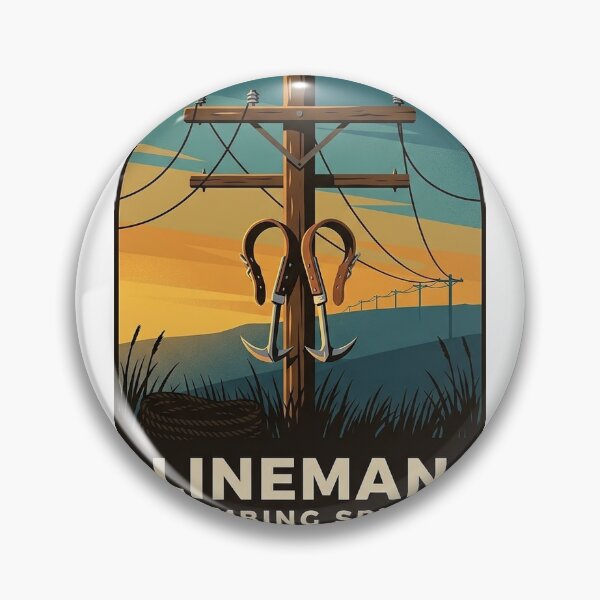 Item preview, Lineman Climbing Spurs Sticker - Vintage WPA Power Line Badge designed and sold by DetourDgn.