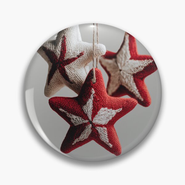 Item preview, Cozy Red and White Knitted Star Ornaments designed and sold by colorful-white.