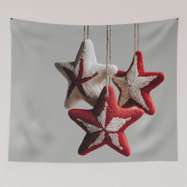 Item preview, Cozy Red and White Knitted Star Ornaments designed and sold by colorful-white.