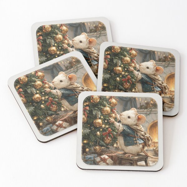 Item preview, Christmas Mouse Decorating the Tree designed and sold by Hoity-Toity.