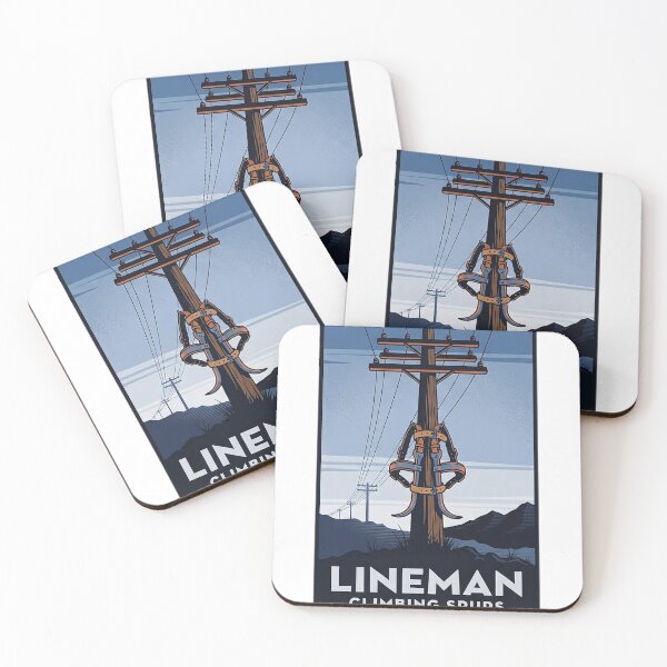 Item preview, Lineman Gaffs Climbing Spurs Sticker - Blue Hour Poster designed and sold by DetourDgn.