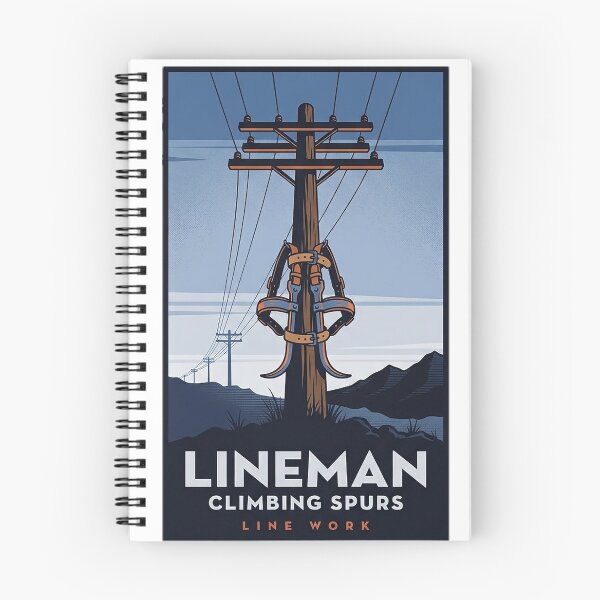 Item preview, Lineman Gaffs Climbing Spurs Sticker - Blue Hour Poster designed and sold by DetourDgn.