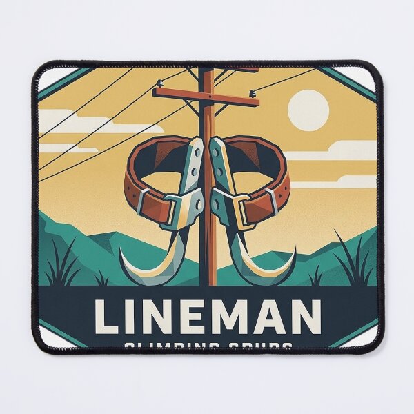 Item preview, Lineman Climbing Spurs Hexagon Sticker - Modern Retro designed and sold by DetourDgn.