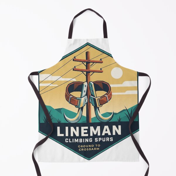 Item preview, Lineman Climbing Spurs Hexagon Sticker - Modern Retro designed and sold by DetourDgn.