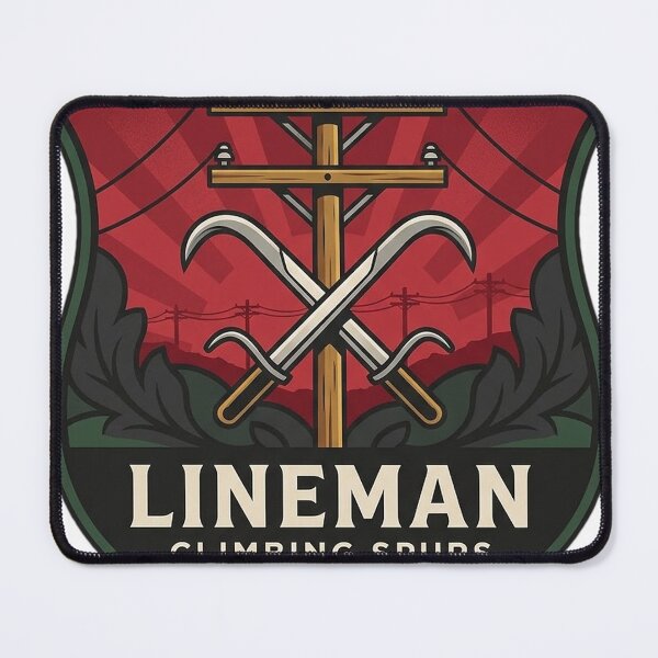 Item preview, Lineman Crest Sticker - Climbing Spurs Heraldic Shield designed and sold by DetourDgn.