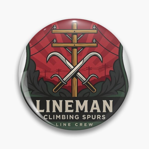 Item preview, Lineman Crest Sticker - Climbing Spurs Heraldic Shield designed and sold by DetourDgn.