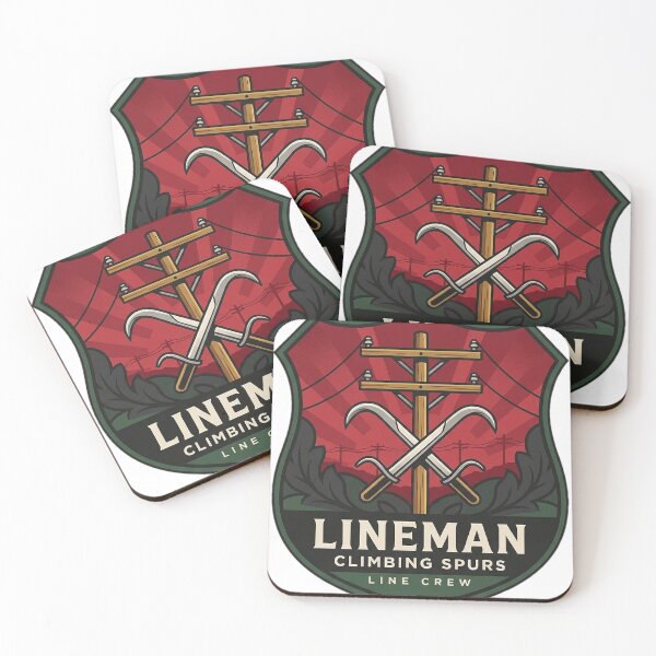 Item preview, Lineman Crest Sticker - Climbing Spurs Heraldic Shield designed and sold by DetourDgn.
