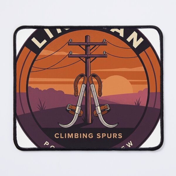 Item preview, Lineman Climbing Spurs Round Sticker - Sunset Pole Badge designed and sold by DetourDgn.