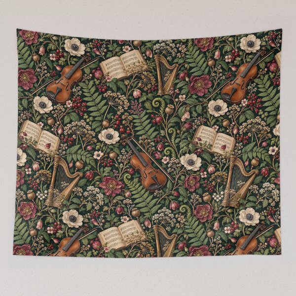 Item preview, Dark Academia - The Silenced Music Salon - Botanical Dark Academia Pattern designed and sold by Lichtisign.