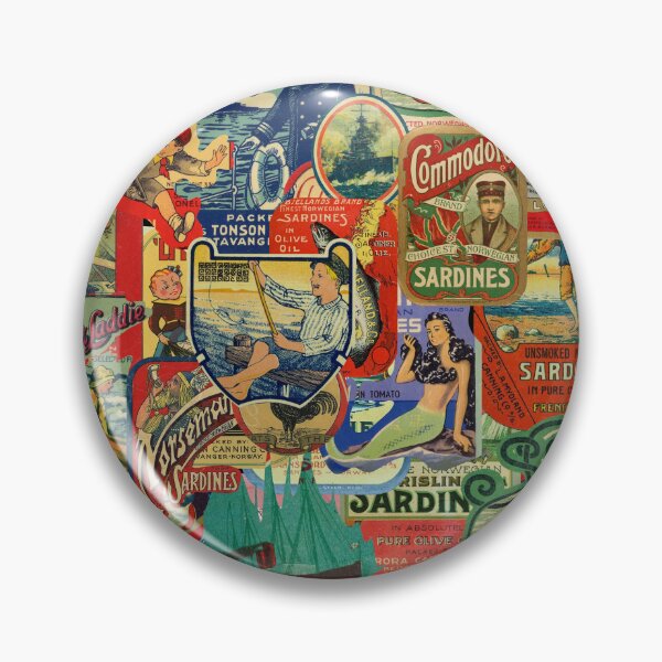 Item preview, Vintage Sardine Can Collage designed and sold by adbrotherstudio.