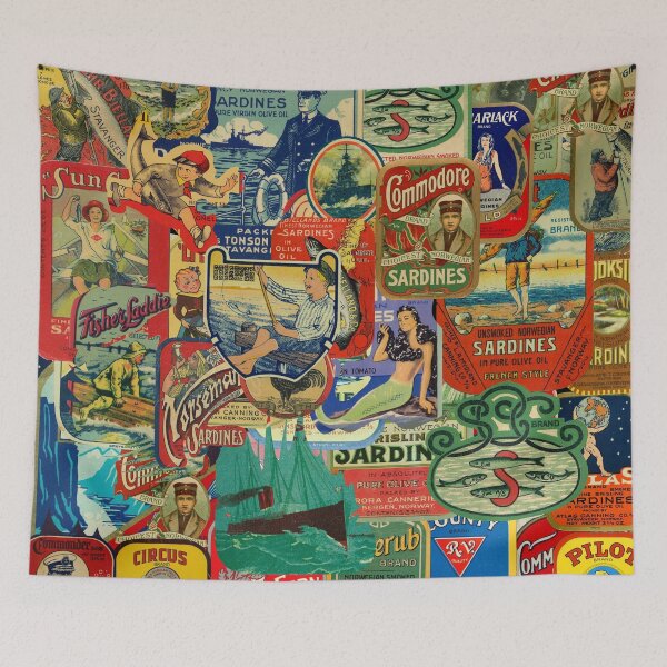 Item preview, Vintage Sardine Can Collage designed and sold by adbrotherstudio.