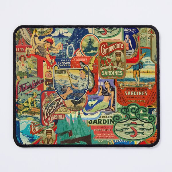 Item preview, Vintage Sardine Can Collage designed and sold by adbrotherstudio.