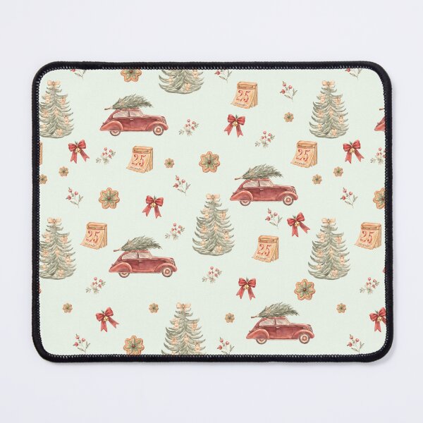 Item preview, Vintage Christmas Car & Tree – Retro Watercolor Holiday Pattern designed and sold by PaperyAndInk.