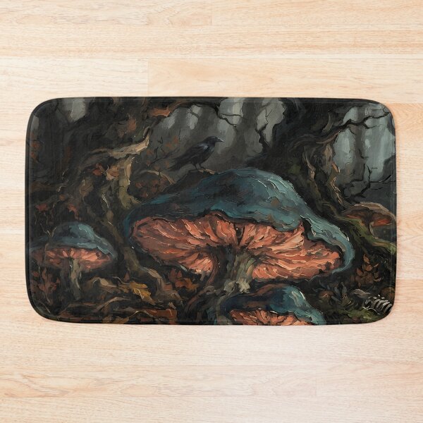 Item preview, Dark Enchanted Mushroom Forest with Ravens | Gothic Woodland Fantasy Art designed and sold by cr6zym1nd.
