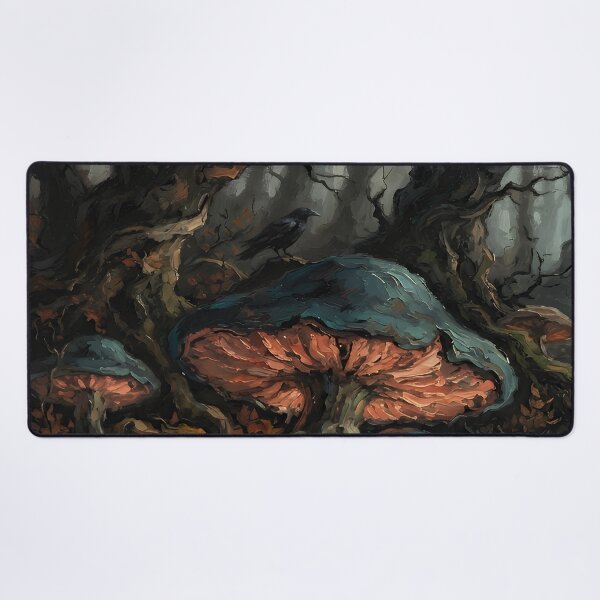 Item preview, Dark Enchanted Mushroom Forest with Ravens | Gothic Woodland Fantasy Art designed and sold by cr6zym1nd.