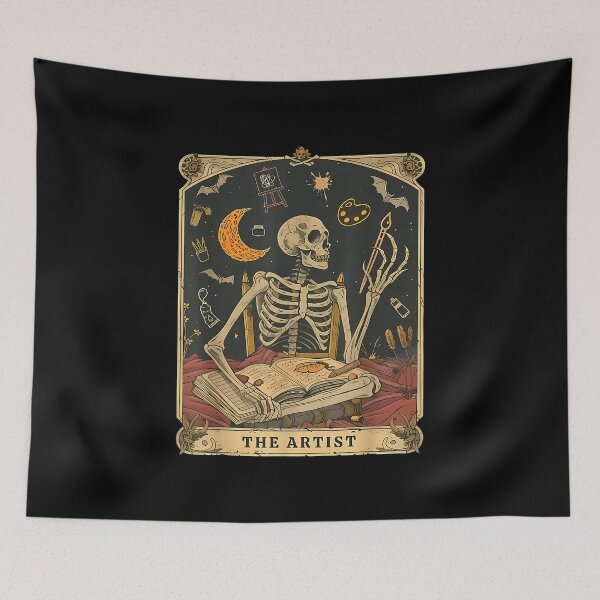 Item preview, Funny Skeleton The Artist Tarot Card, Halloween Art Teacher  designed and sold by River Silva.