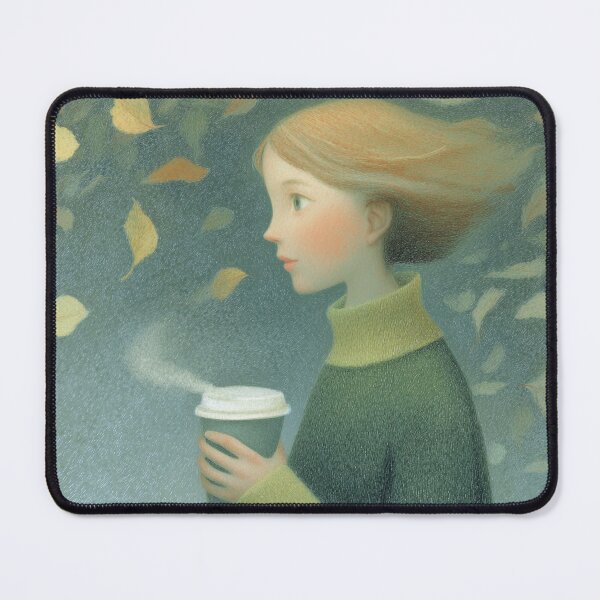Item preview, Vintage Autumn Melancholy Girl with Coffee and Falling Leaves designed and sold by SweetLilith.