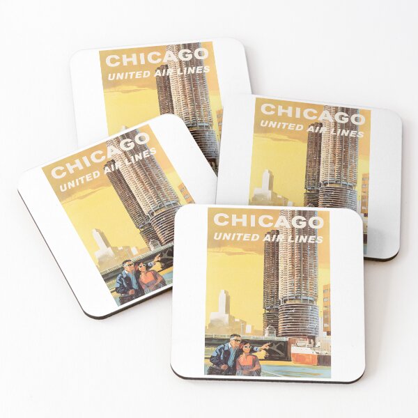 Item preview, United Airlines Chicago Vintage Travel Romantic designed and sold by moucmtegck.