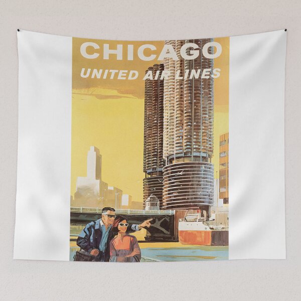 Item preview, United Airlines Chicago Vintage Travel Romantic designed and sold by moucmtegck.