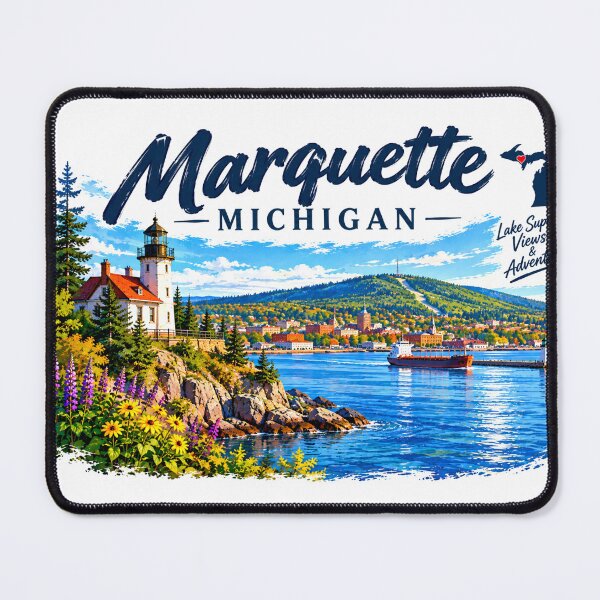 Item preview, Marquette Michigan | Lake Superior Coastal Travel Art designed and sold by Mathias Yakubu Design.
