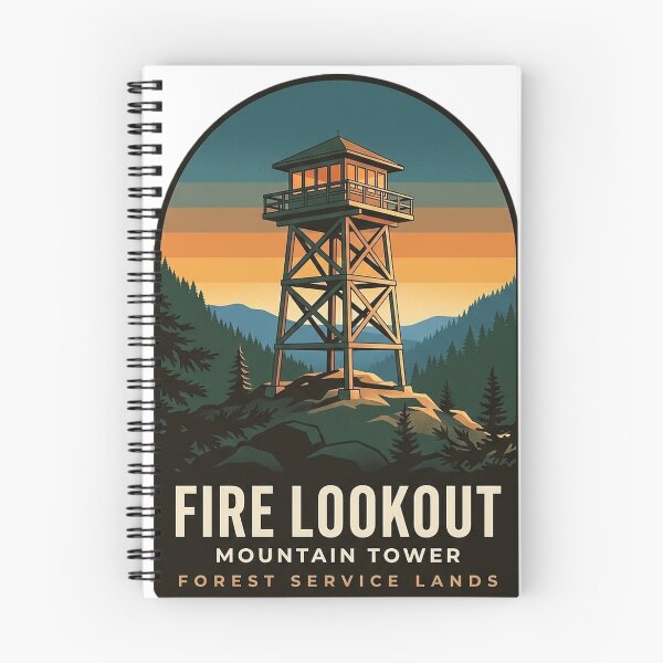 Item preview, Fire Lookout Tower Sticker - Vintage WPA Mountain Summit Forest Service Badge designed and sold by DetourDgn.