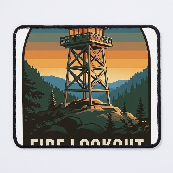 Item preview, Fire Lookout Tower Sticker - Vintage WPA Mountain Summit Forest Service Badge designed and sold by DetourDgn.